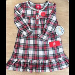 Macy's Family PJ Stewart Plaid Long Sleeve Sleep Dress Girl Size 2T/3T